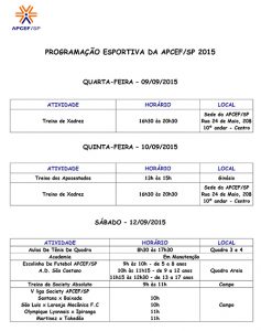PROGRAMAÇÃO ESPORTIVA APCEF/SP 2013