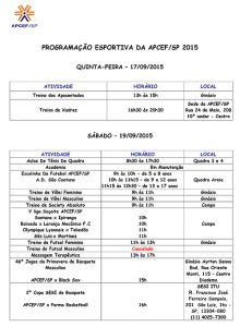 PROGRAMAÇÃO ESPORTIVA APCEF/SP 2013