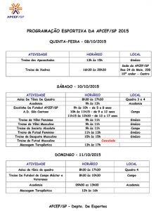 PROGRAMAÇÃO ESPORTIVA APCEF/SP 2013