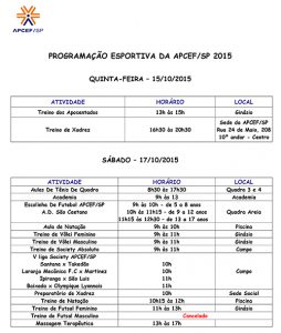 PROGRAMAÇÃO ESPORTIVA APCEF/SP 2013