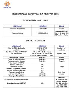 PROGRAMAÇÃO ESPORTIVA APCEF/SP 2013