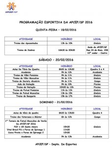 PROGRAMAÇÃO ESPORTIVA APCEF/SP 2013