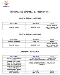 PROGRAMAÇÃO ESPORTIVA APCEF/SP 2013