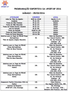 PROGRAMAÇÃO ESPORTIVA APCEF/SP 2013