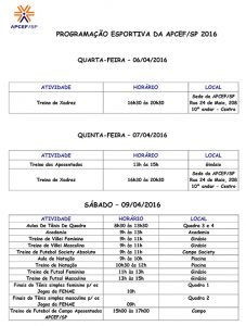PROGRAMAÇÃO ESPORTIVA APCEF/SP 2013