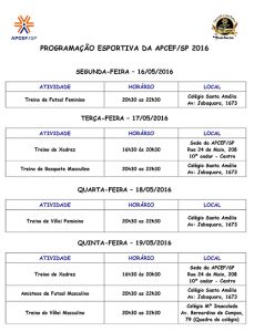 PROGRAMAÇÃO ESPORTIVA APCEF/SP 2013