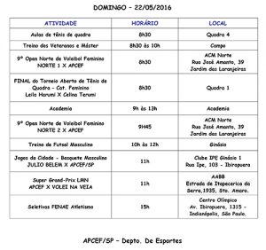 PROGRAMAÇÃO ESPORTIVA APCEF/SP 2013