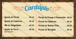 Cardapio de mesa