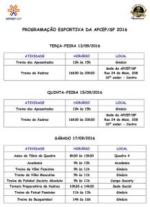PROGRAMAÇÃO ESPORTIVA APCEF/SP 2013