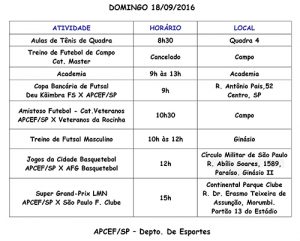 PROGRAMAÇÃO ESPORTIVA APCEF/SP 2013