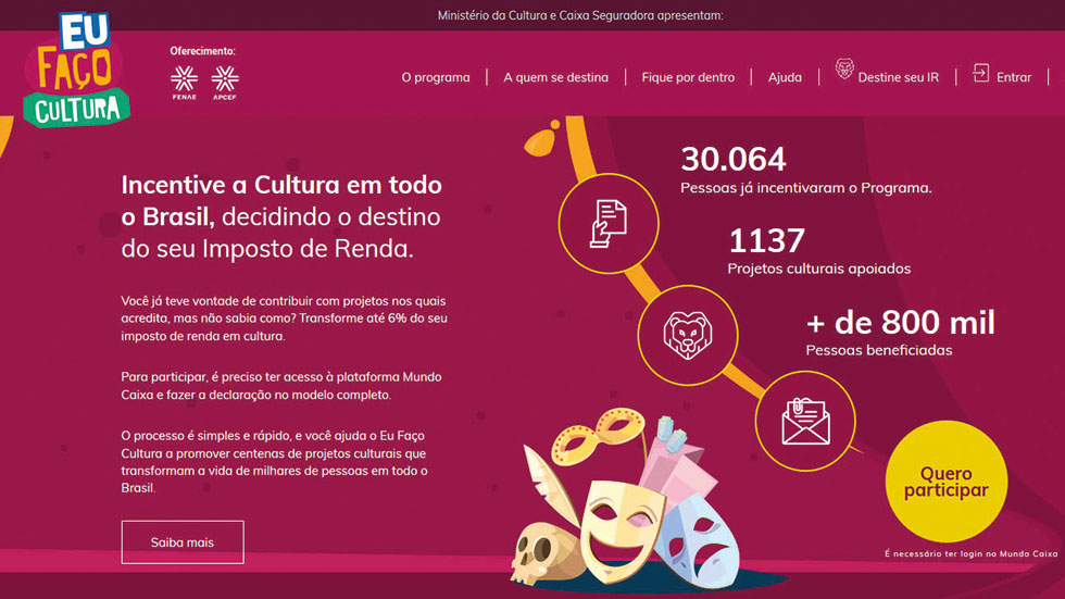 Destine parte do seu IR devido para produções culturais
