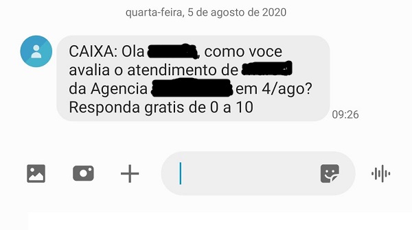 Caixa faz pesquisa de atendimento por SMS e coloca nome do empregado