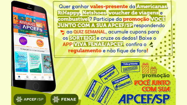 Quinta-feira (22) tem mais um quiz na promoção “Você junto com a sua Apcef/SP”.