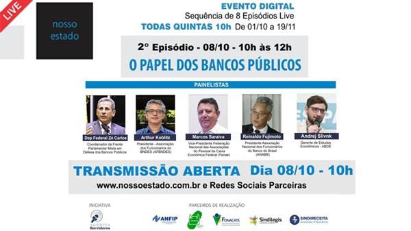Fenae participa de debate sobre o papel dos bancos públicos em live da Agência Servidores