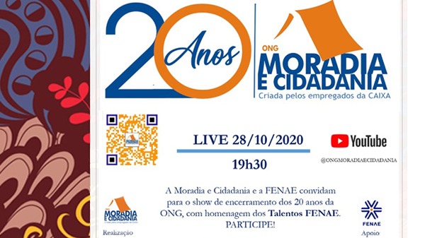 Live-show reúne talentos artísticos para encerrar as comemorações dos 20 anos da ONG Moradia e Cidadania