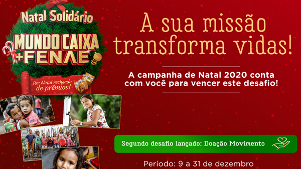 Na campanha Natal Solidário Fenae e Mundo Caixa cada desafio realizado vale um cupom