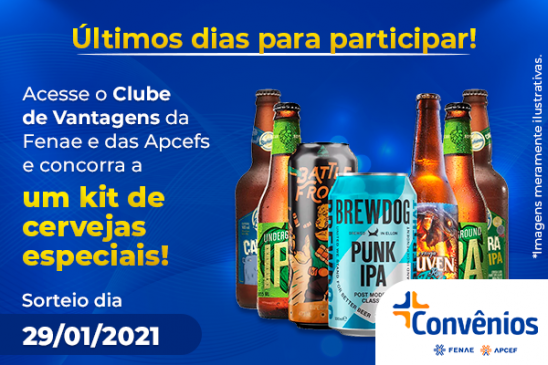 Acesse a plataforma de convênios da Fenae e concorra ao sorteio de um kit de cervejas