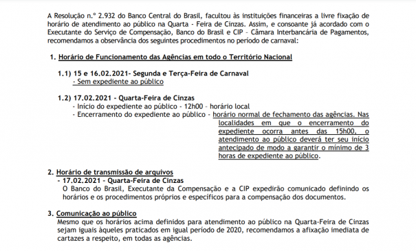 Apesar do feriado cancelado, bancos não funcionarão no carnaval