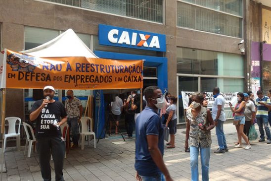 Apcef/SP e Sindicato organizam protesto em agência/SEV do centro de São Paulo