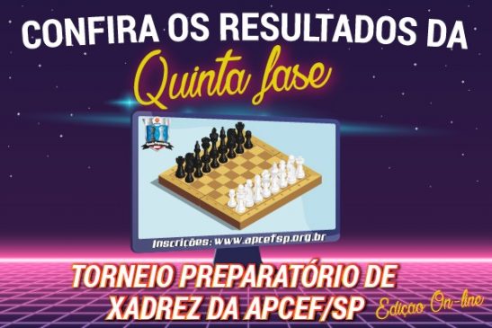Quinta fase do Torneio de Xadrez foi encerrada em 4 de maio. Confira os resultados