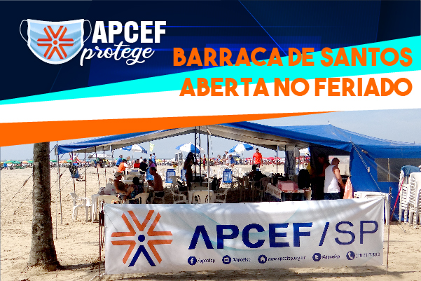 Barraca da Apcef/SP na praia do Gonzaga estará aberta no feriado de 9 de julho