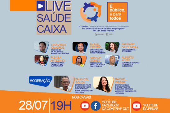 Saúde Caixa será tema da 2ª edição das lives preparatórias para 37º Conecef
