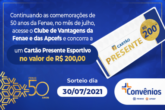 Utilize a plataforma Convênios e participe do sorteio comemorativo dos 50 anos da Fenae