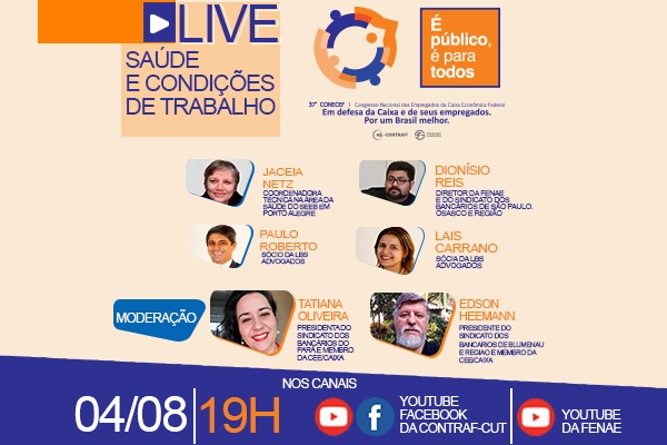 Debate sobre saúde e condições de trabalho encerra ciclo de lives preparatórias para Conecef