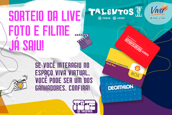 Assistiu e interagiu na live Foto e Filme do Talentos? Confira se você está entre os sorteados