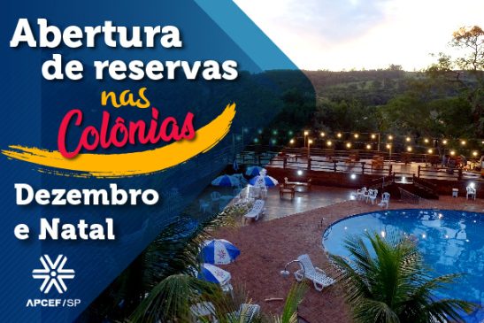 Reservas para hospedagem nas Colônias durante o mês de dezembro serão abertas dia 7
