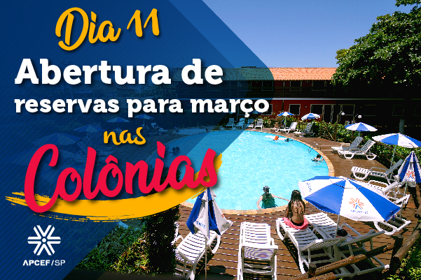 Reservas para hospedagem nas Colônias em março serão abertas dia 11