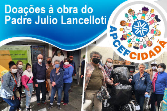 Mantas e cachecóis confeccionados na Apcef/SP são entregues à obra do Padre Julio Lancelloti