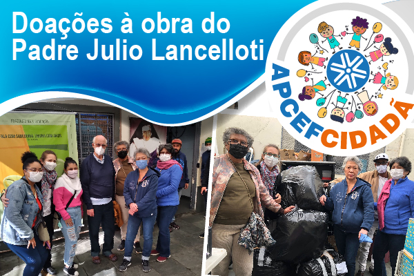Mantas e cachecóis confeccionados na Apcef/SP são entregues à obra do Padre Julio Lancelloti