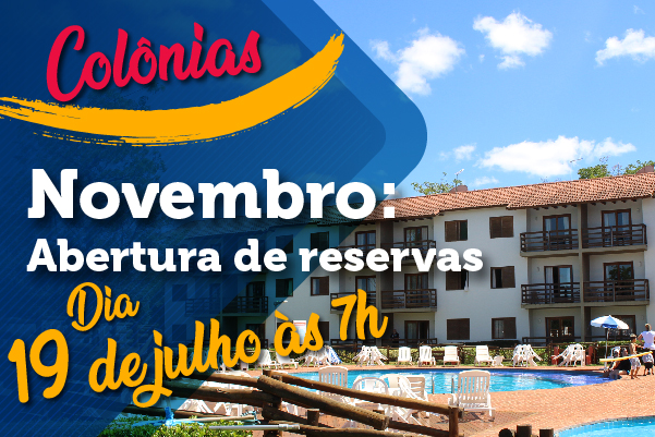 Reservas para hospedagem em novembro serão abertas dia 19 de julho