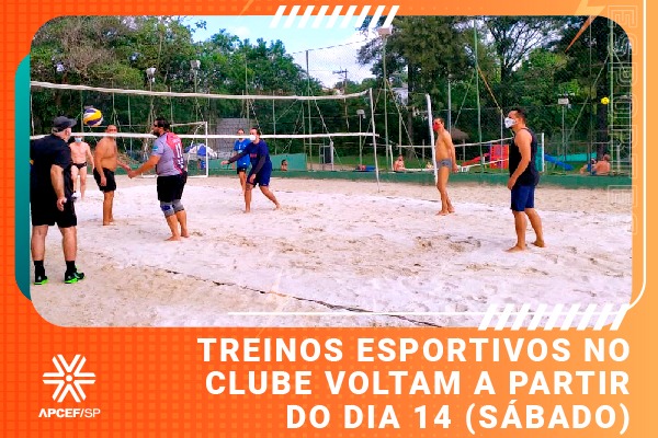 Treinos esportivos no clube voltam no dia 14, sábado