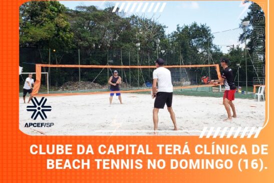 Clube da capital terá clínica de Beach Tennis no domingo (16). Inscreva-se!
