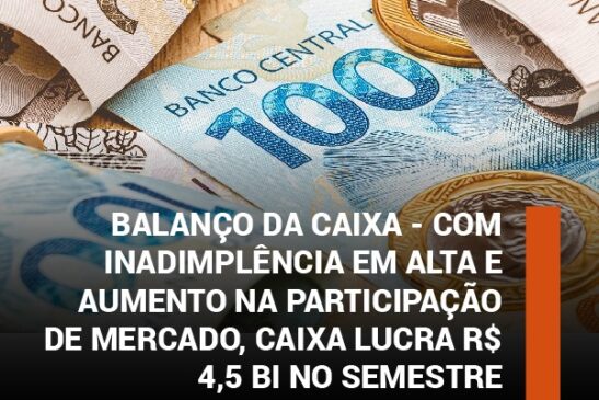 Balanço da Caixa – Com inadimplência em alta e aumento na participação de mercado, Caixa lucra R$ 4,5 bi no semestre