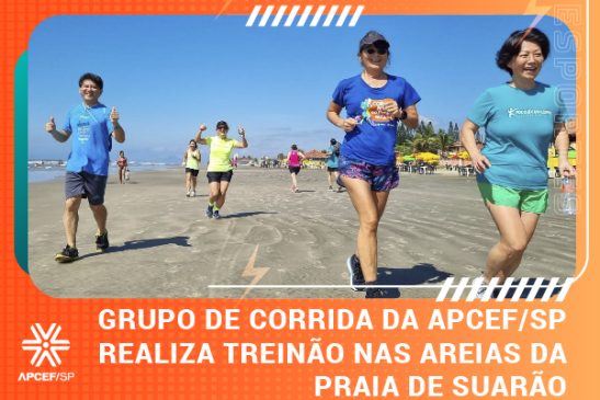 Grupo de corrida da Apcef/SP realiza treinão nas areias da praia de Suarão