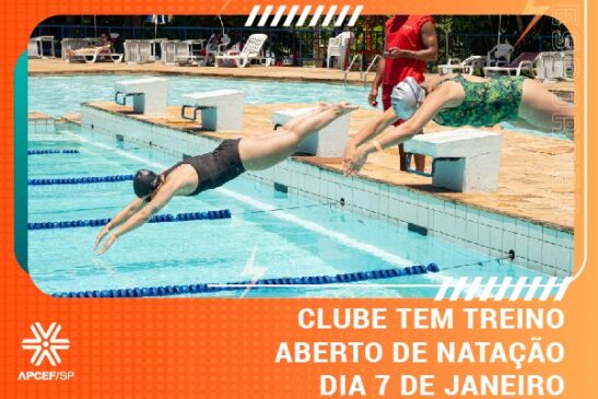 Clube tem treino aberto de natação dia 7 de janeiro