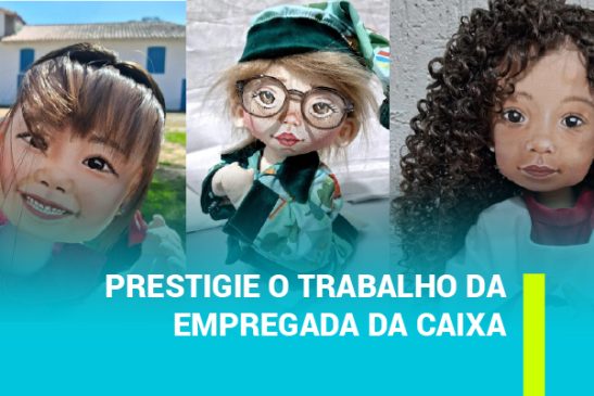 Empregada da Caixa apresenta seu trabalho com bonecos de pano em Guararema