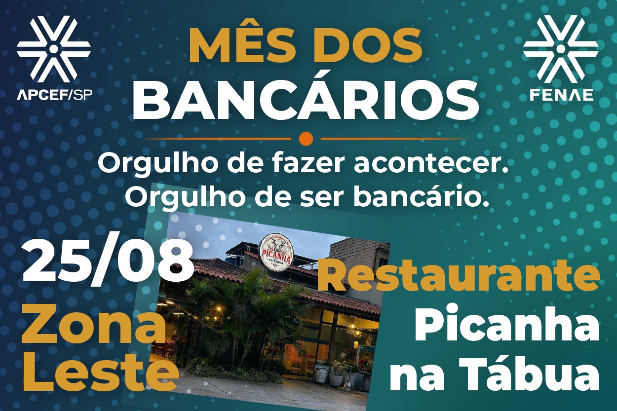 Zona Leste comemora Mês do Bancário no dia 25 de agosto. Garanta seu ingresso!